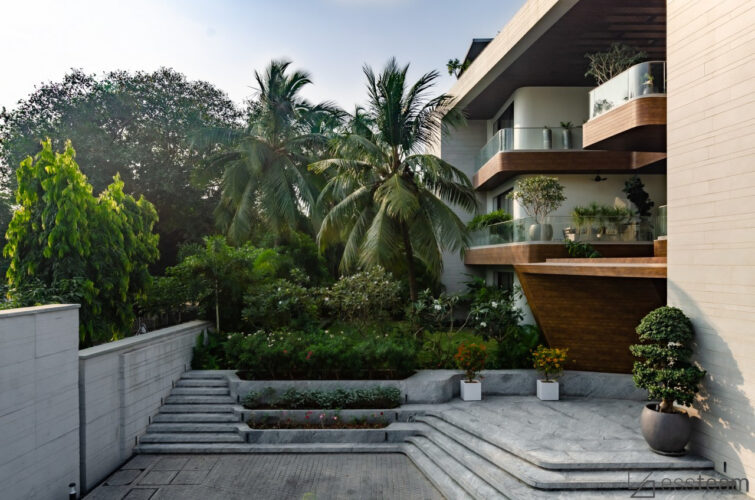 Amansara A Modern Bungalow Design With Unique Fluid Balconies Open