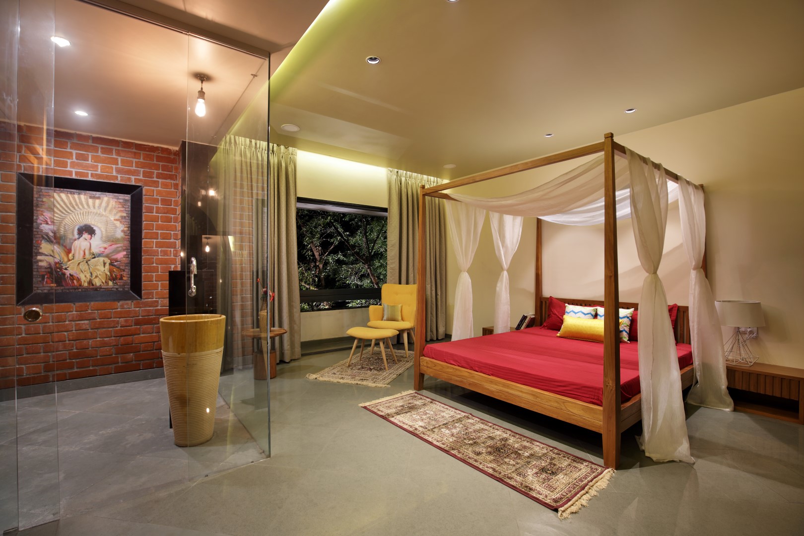 Modern bedroom design with contemporary canopy
