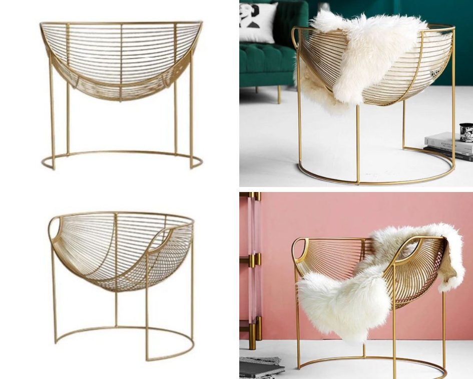 Gold Wire Metal Armchair By Victor, Metal Armchair