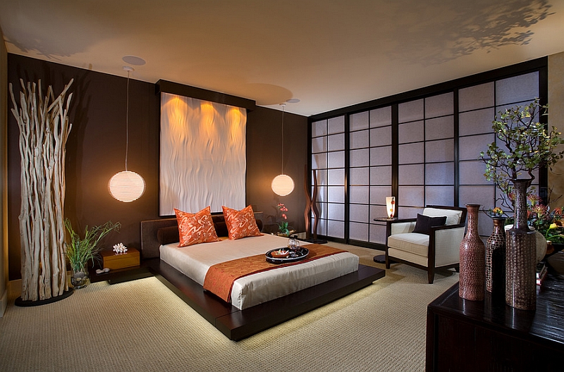 Deep Red Asian Bedroom Decor
