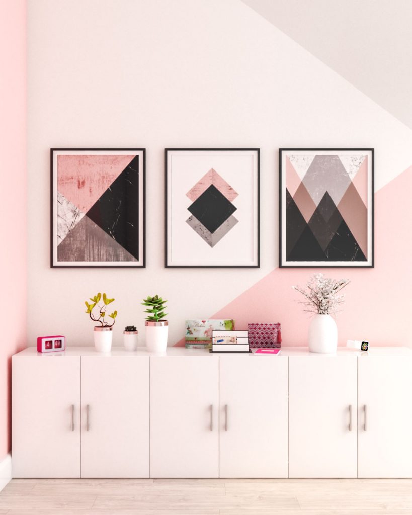 pink designer wall art