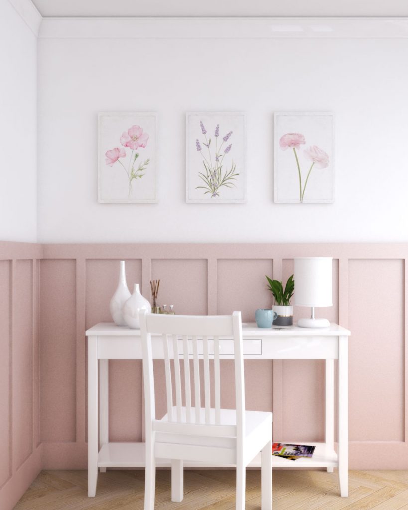 pink and white wall design