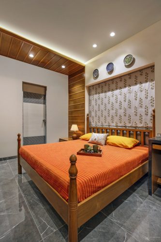 3BHK Residence Interior With a Lively Combination Of dark And Light ...