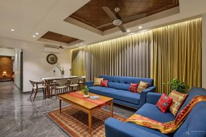 3BHK Residence Interior With a Lively Combination Of dark And Light ...