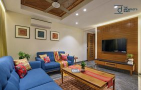 3BHK Residence Interior With a Lively Combination Of dark And Light ...