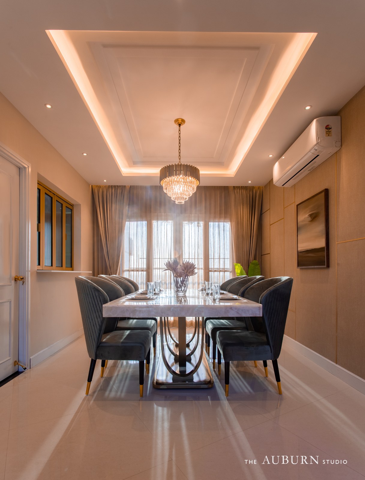 Penthouse Embossing Splendor Through Neutral Tones And Gold Accents