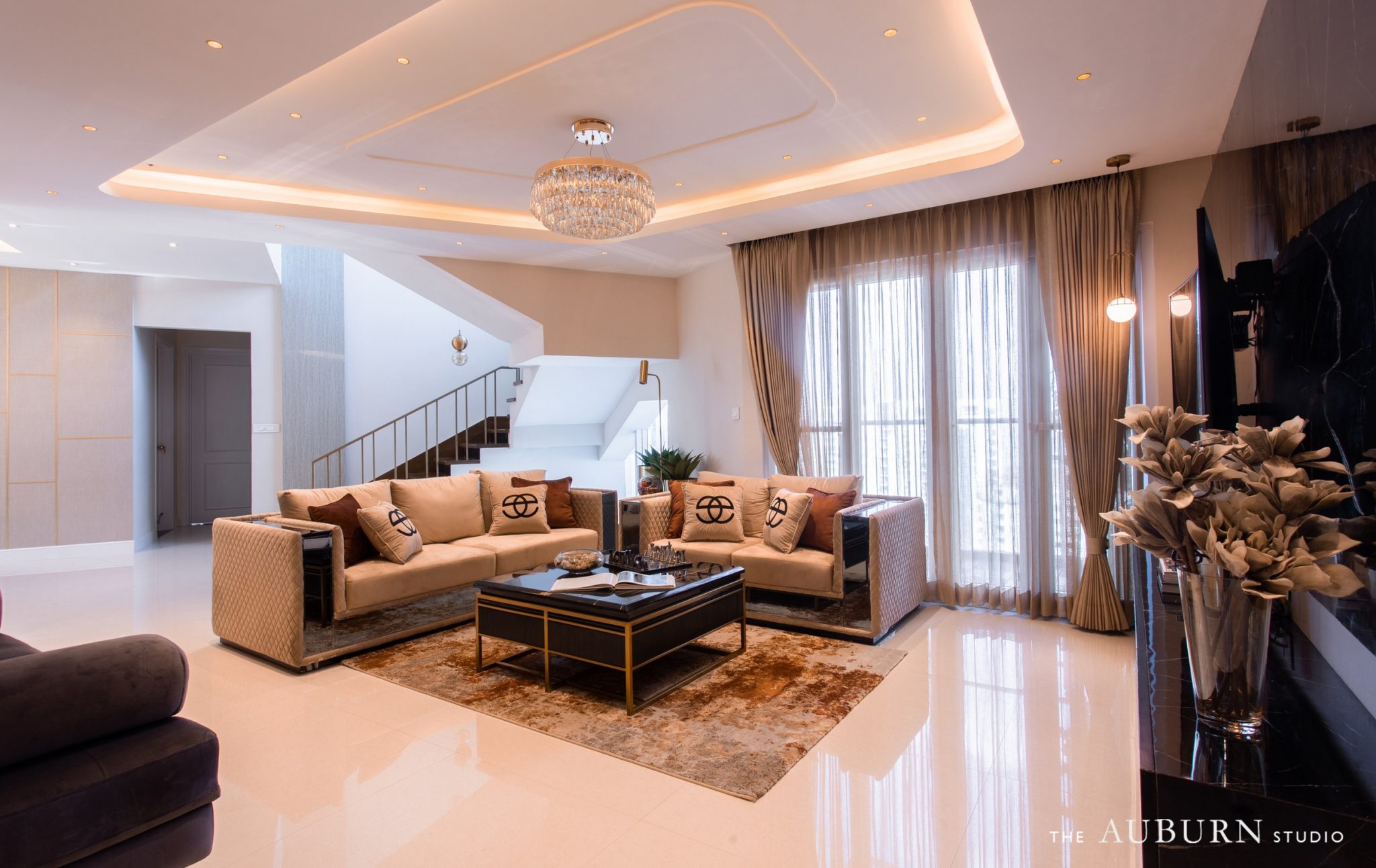 Penthouse Embossing Splendor Through Neutral Tones And Gold Accents