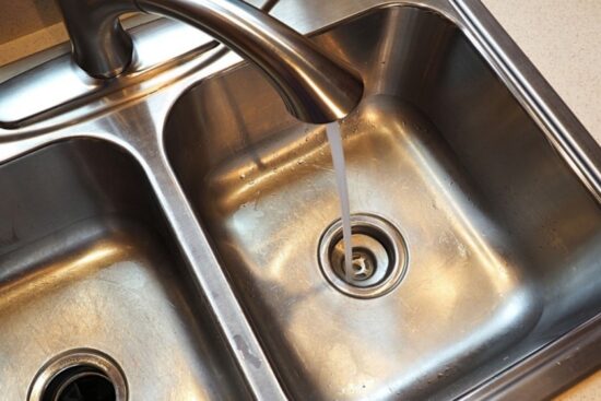 double kitchen sink clogged left