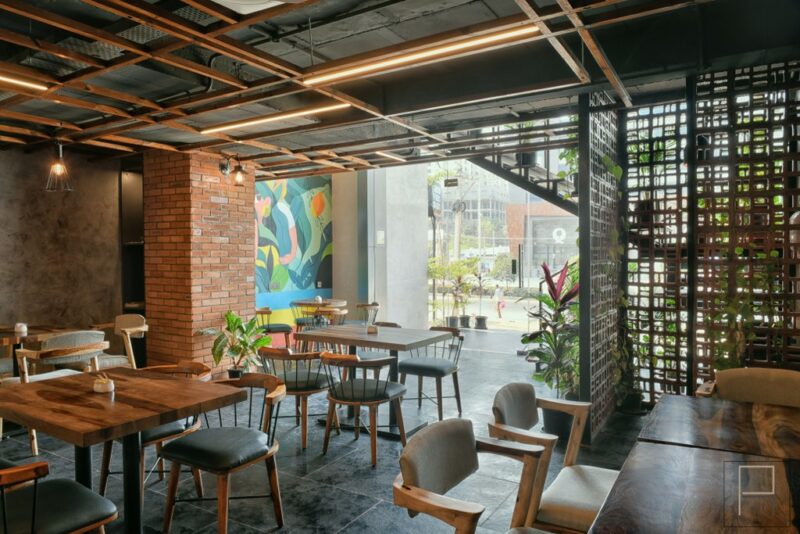 Tropical Vibe Along the lines of Contemporary Chic for this Café Design ...