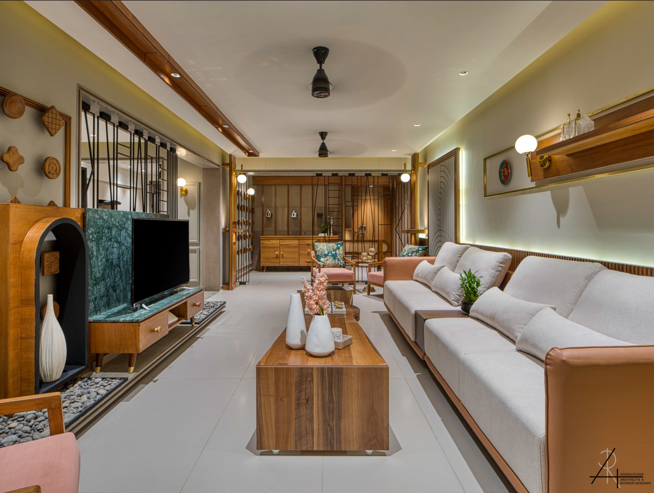 Image showcasing Apartment Interior Design With Warm Earthy Palette Of Materials ...