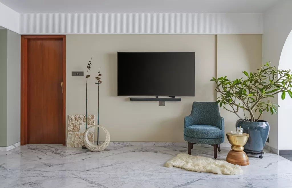 Contemporary living room's TV wall 