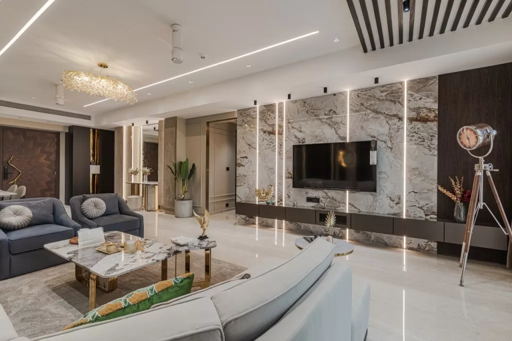 Livingroom interiors in Mumbai apartment 