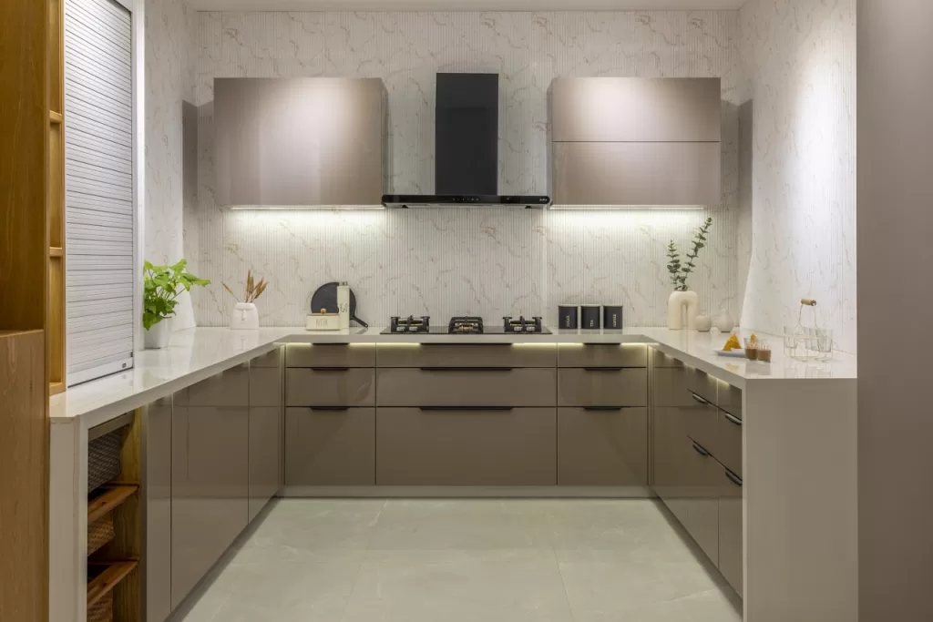 Kitchen Showcase Design with a Twist of Wardrobe Display | J Architects ...