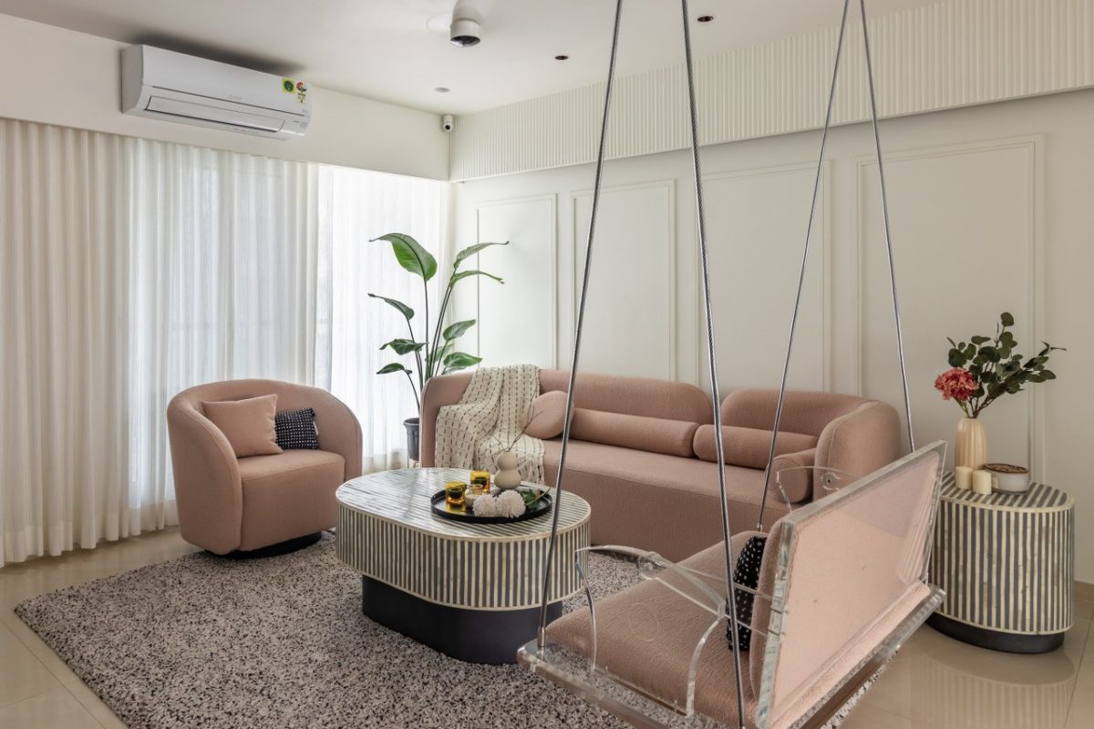 View of The Interior Design of Apartment Evokes a Sense of Calm | Paraline ...