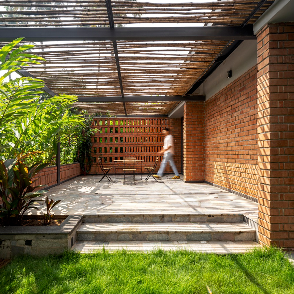 modern house with bricks