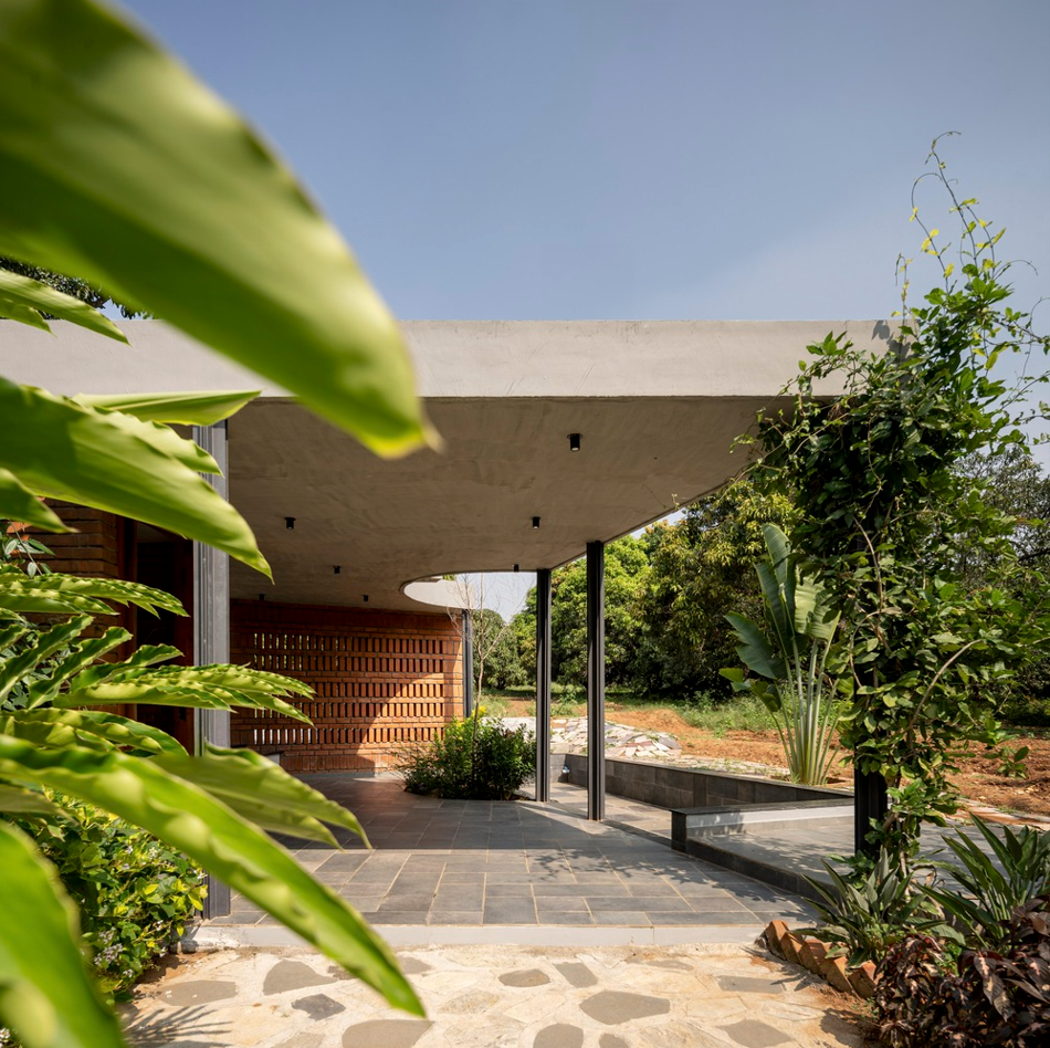 modern house with bricks