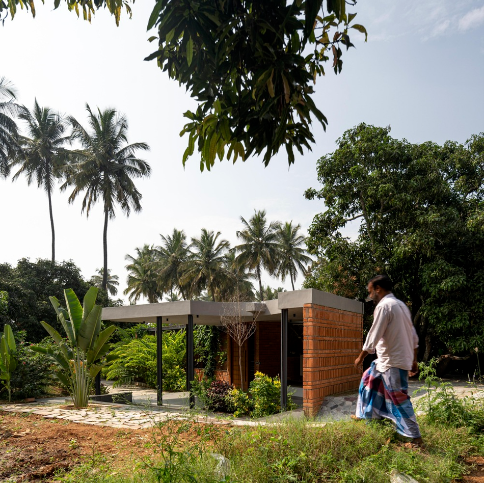 modern house with bricks