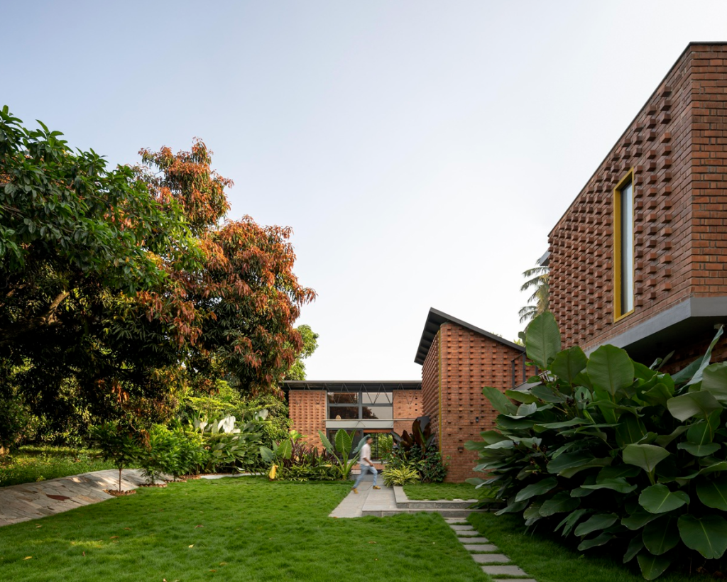 modern house with bricks