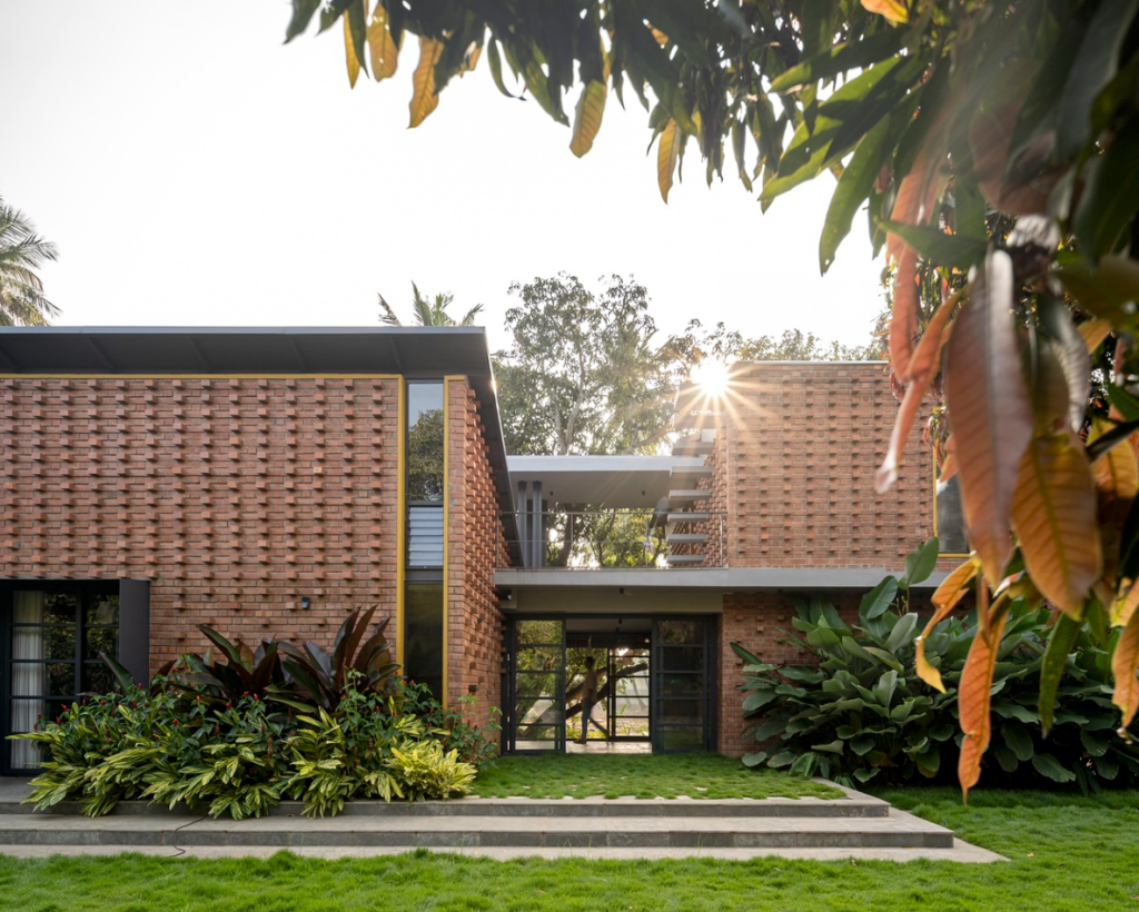 modern house with bricks