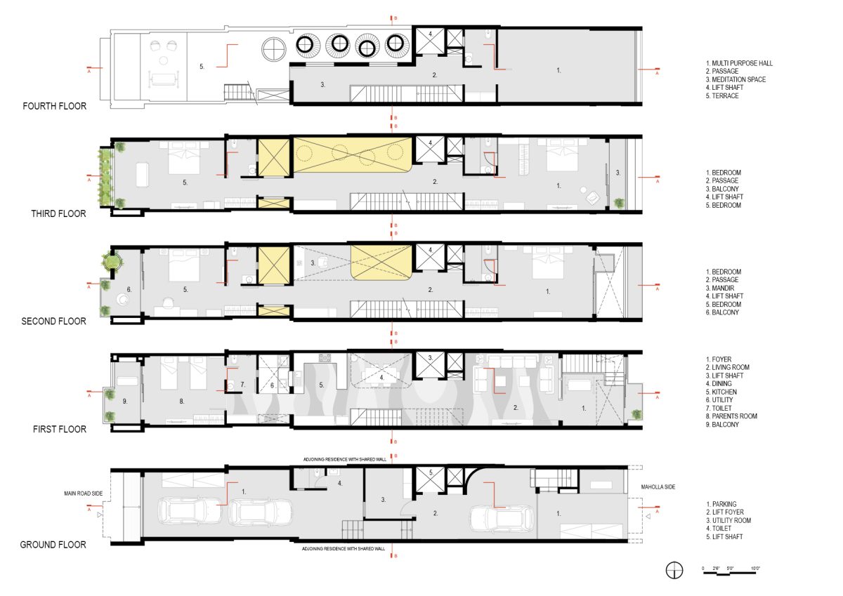 Minimal Home Interior Design That Honors Heritage in a 15' Wide Plot ...