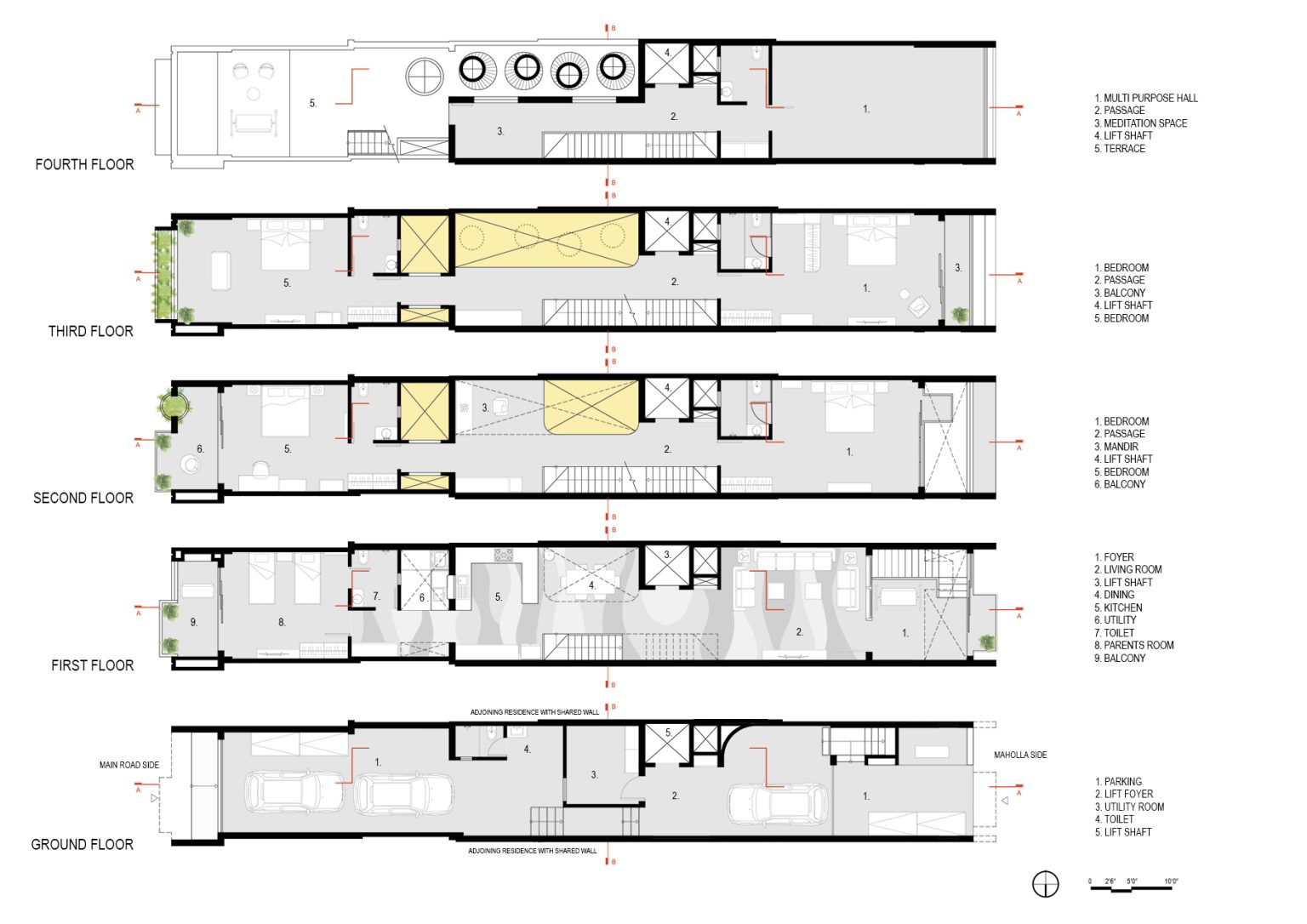 Minimal Home Interior Design That Honors Heritage in a 15' Wide Plot ...