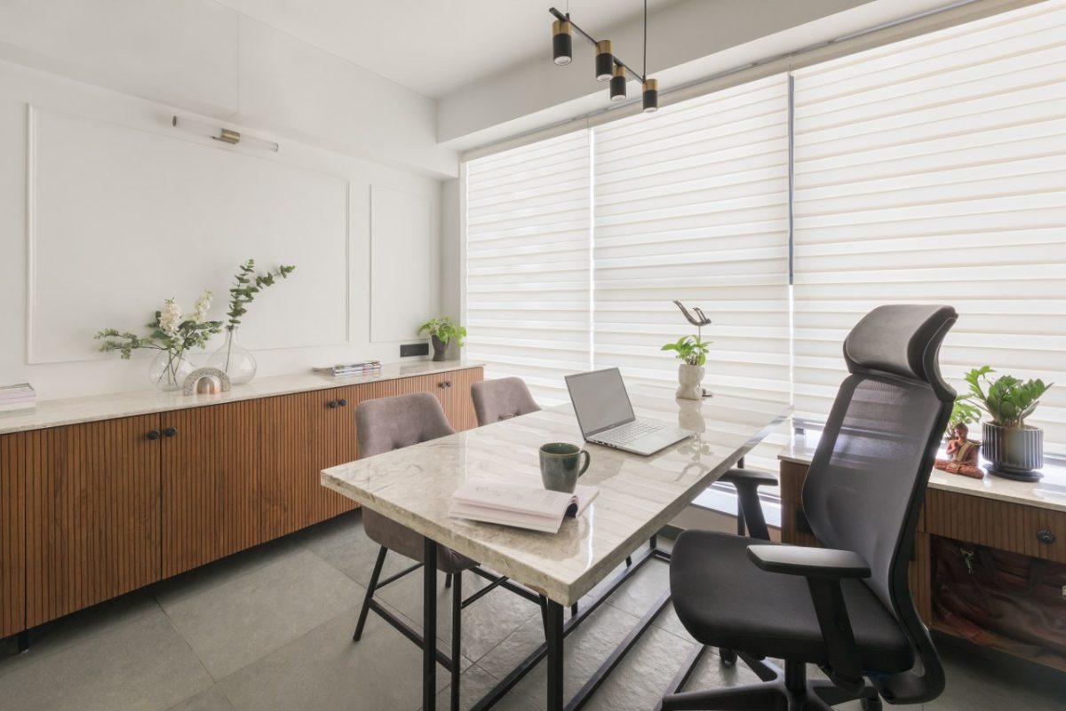 Subtle Textures And Clean Lines Enhance This Small Office Interiors ...